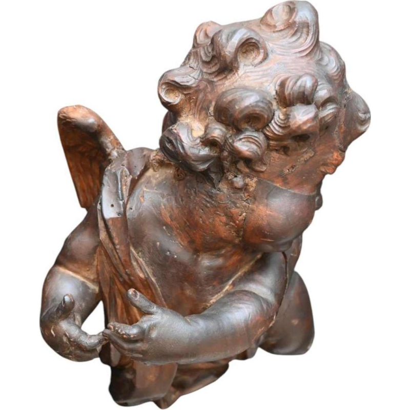 Ange / angelot / putti, sculpture en bois sculpté baroque, fin du XVIIe siècle