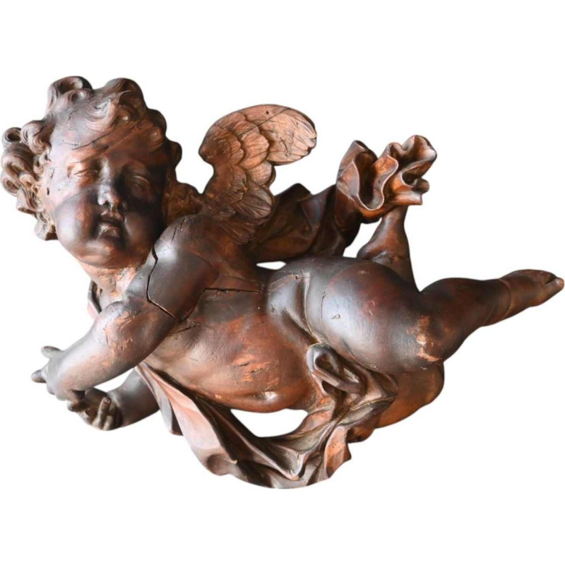 Ange / angelot / putti, sculpture en bois sculpté baroque, fin du XVIIe siècle
