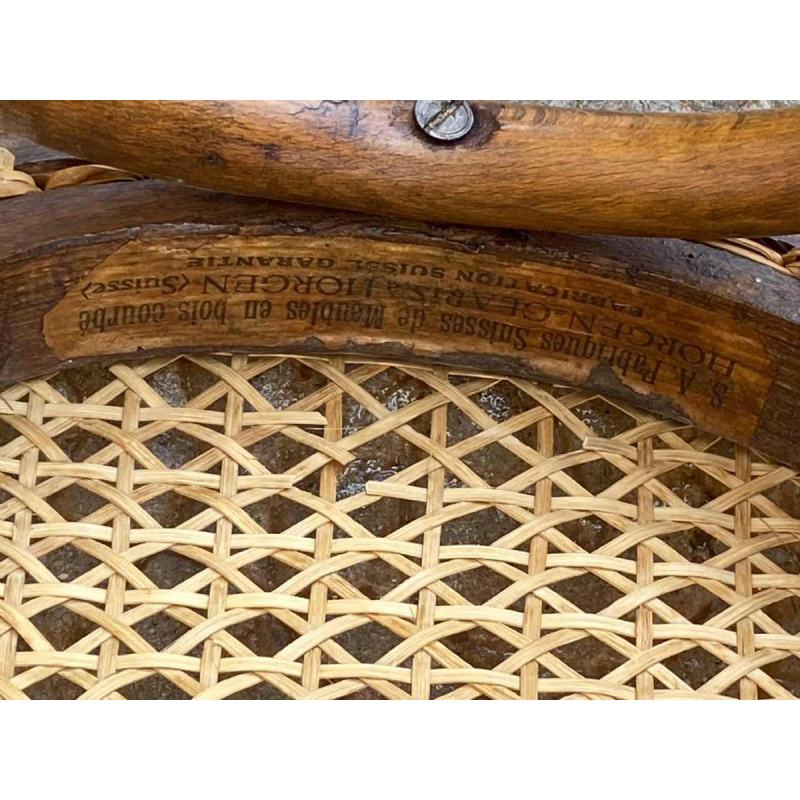 Manufacture Horgen-Glaris, chaise de bistrot en bois courbé & cannage, Suisse ca 1900