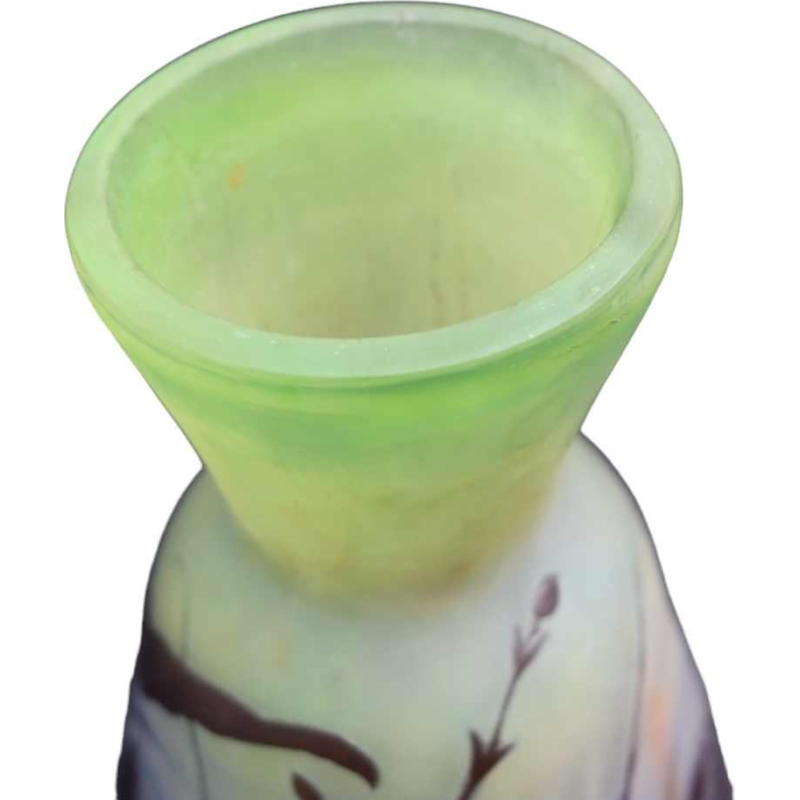 Emile Gallé, Art Deco pâte de verre vaas, 'Sauterelle' decoratie, ca 1900 / 1920