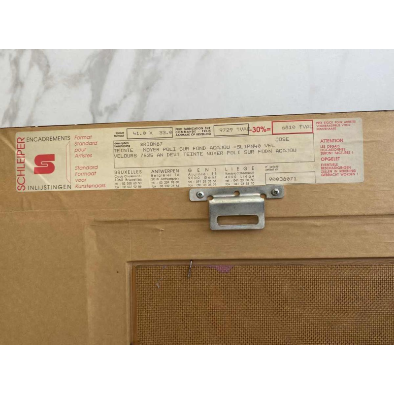 Gaston Bogaert 'Le vieux castel' tableau surréaliste, huile sur panneau isorel, 1977