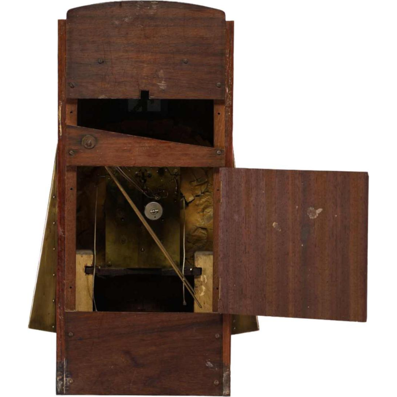 Gustave Serrurier-Bovy 'Pendule Moulin' Jugendstil klok, mahonie & messing, 1905