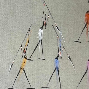 Gouache stylisée de l'école africaine vers 1960 . Porte une signature.