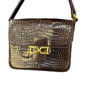 Delvaux, sacoche vintage en croco brun