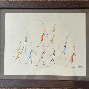 Gouache stylisée de l'école africaine vers 1960 . Porte une signature.