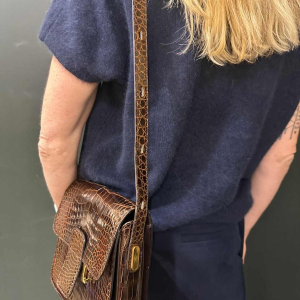 Delvaux, sacoche vintage en croco brun