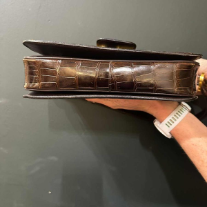 Delvaux, vintage satchel in brown crocodile leather