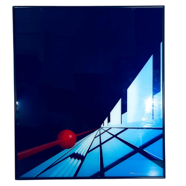 PATRICE PLACEMAN ''Boule rouge“ peinture églomisé huile sous plexiglass, 1996