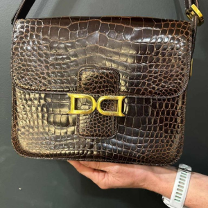 Delvaux, vintage satchel in brown crocodile leather
