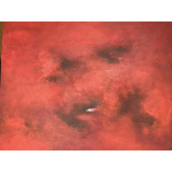 Jacques MENASSE abstraction rouge hst 90x90 cm