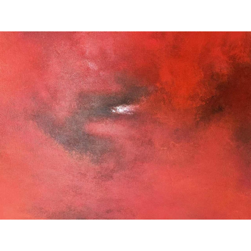 Jacques MENASSE abstraction rouge hst 90x90 cm