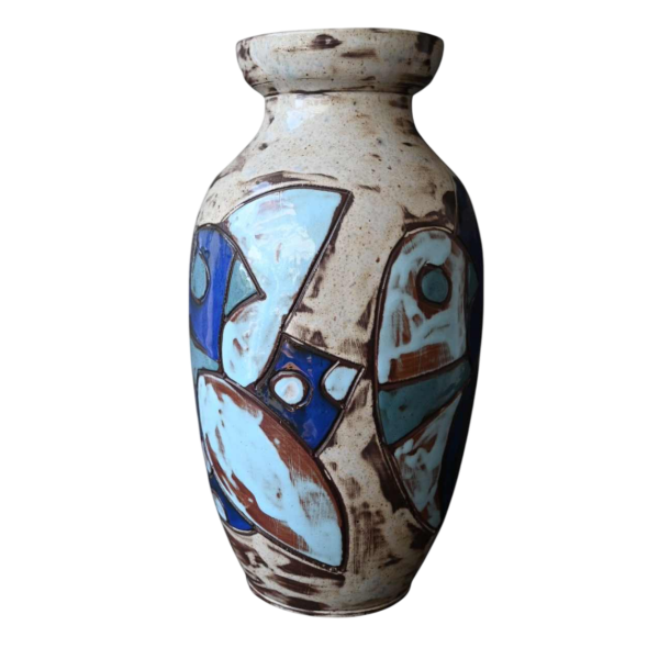 Henri Cazaux / Vallauris, abstract sgraffito ceramic vase, 1950-1970