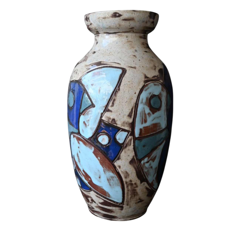 Henri Cazaux / Vallauris, abstract vaas van sgraffito-keramiek, 1950-1970