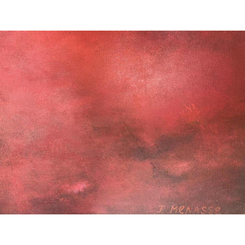 Jacques MENASSE abstraction rouge hst 90x90 cm