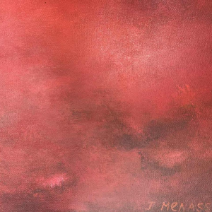 Jacques MENASSE abstraction rouge hst 90x90 cm