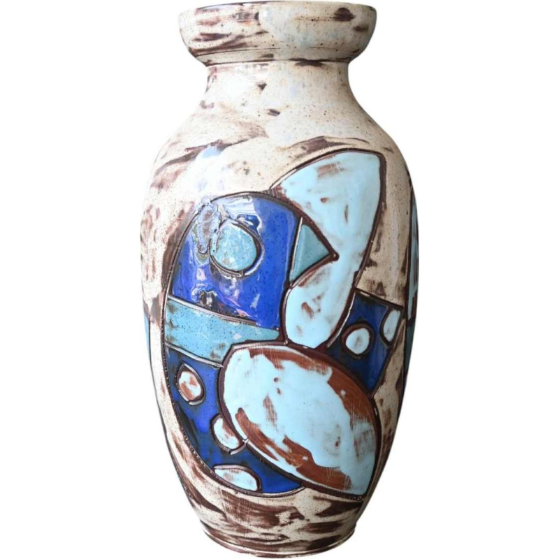Henri Cazaux / Vallauris, abstract sgraffito ceramic vase, 1950-1970
