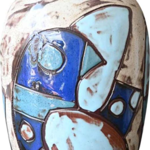 Henri Cazaux / Vallauris, abstract sgraffito ceramic vase, 1950-1970