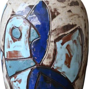 Henri Cazaux à Vallauris, vase en céramique sgraffite abstrait, 1950-1970