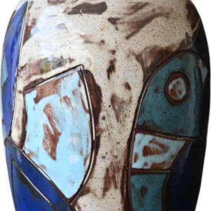 Henri Cazaux / Vallauris, abstract sgraffito ceramic vase, 1950-1970