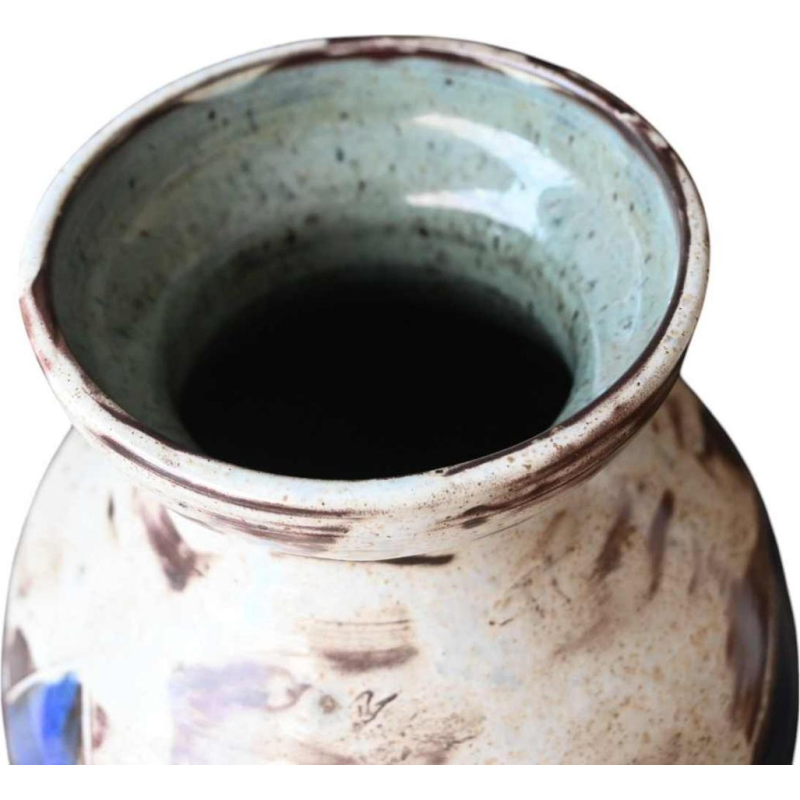 Henri Cazaux à Vallauris, vase en céramique sgraffite abstrait, 1950-1970