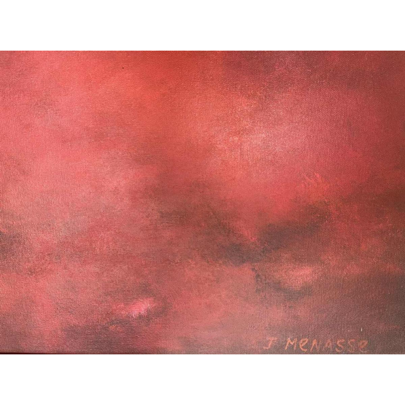 Jacques MENASSE abstraction rouge hst 90x90 cm