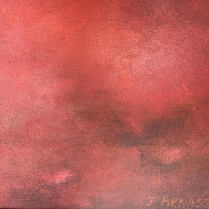 Jacques MENASSE abstraction rouge hst 90x90 cm