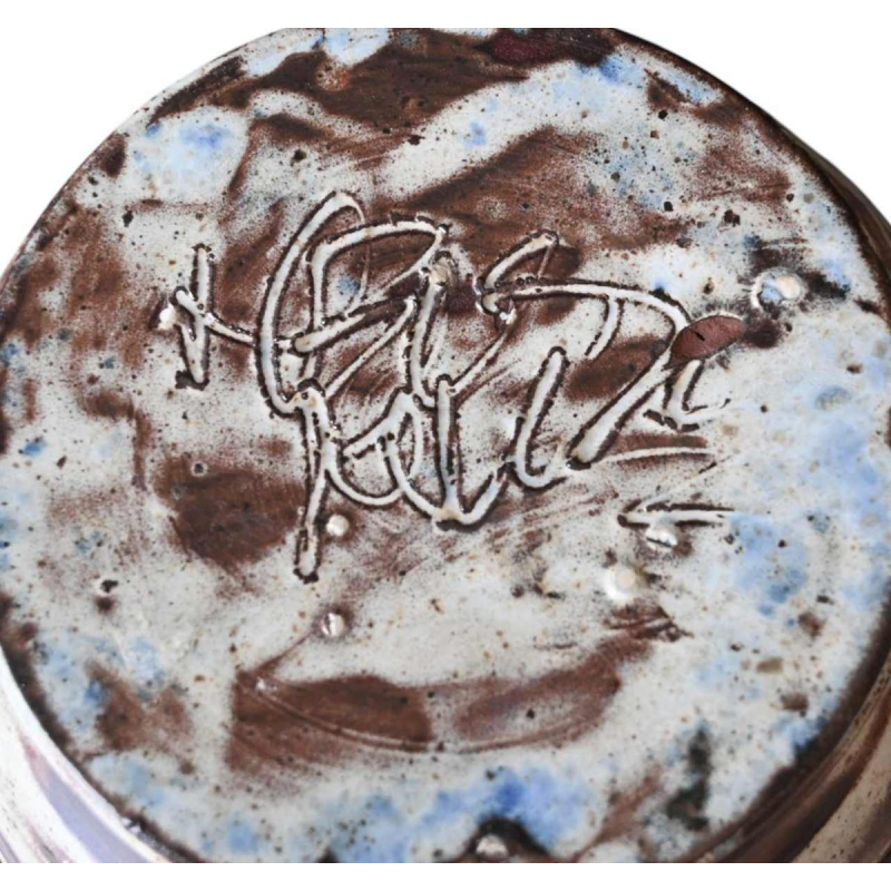 Henri Cazaux à Vallauris, vase en céramique sgraffite abstrait, 1950-1970