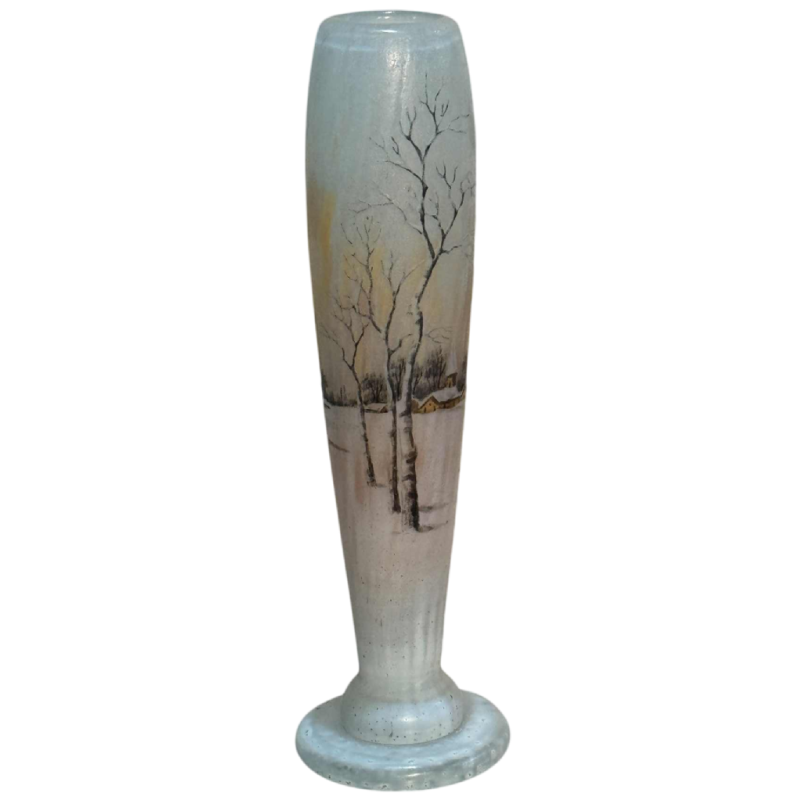 Daum, vase en verre gravé émaillé Art Nouveau, époque 1900