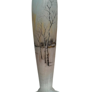 Daum, Art Nouveau engraved enameled glass vase, circa 1900