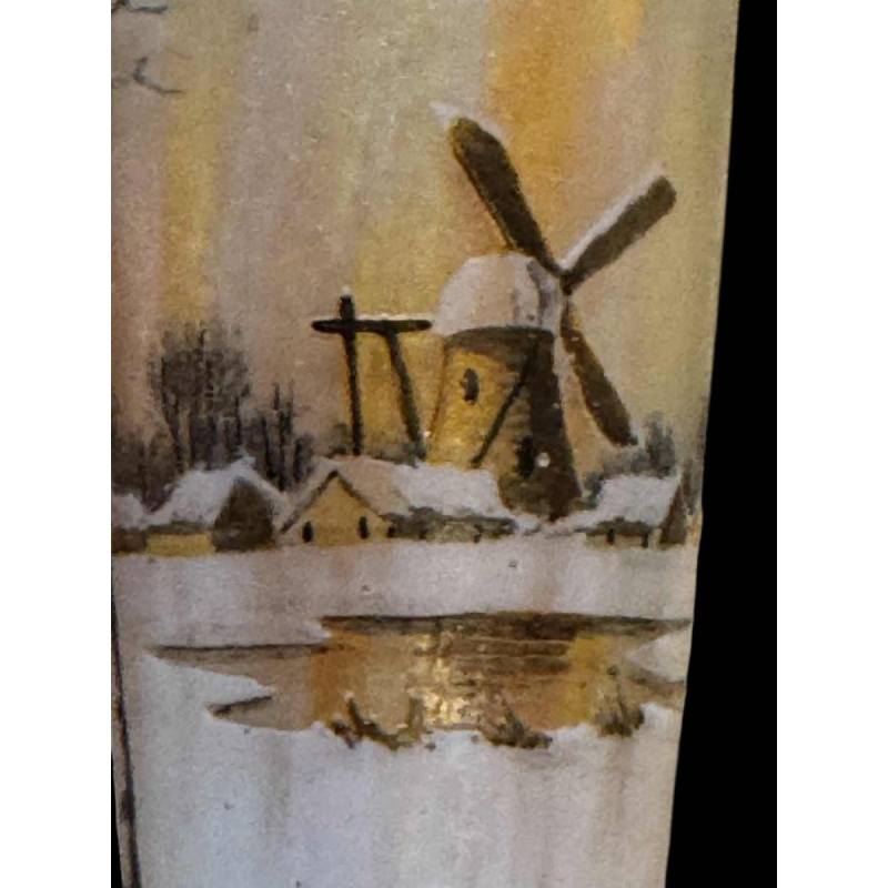 Daum, gegraveerde glazen vaas met emaille in art nouveau-stijl, rond 1900