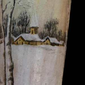 Daum, Art Nouveau engraved enameled glass vase, circa 1900