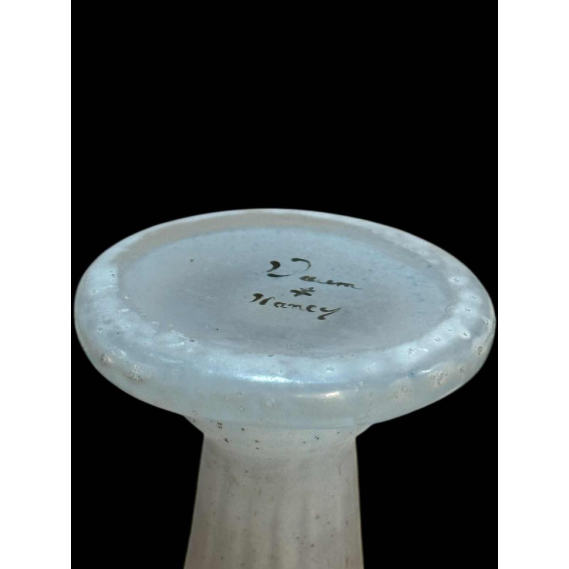 Daum, Art Nouveau engraved enameled glass vase, circa 1900