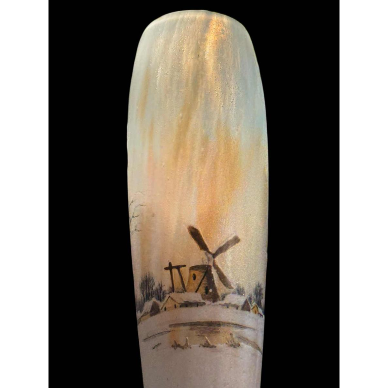 Daum, Art Nouveau engraved enameled glass vase, circa 1900