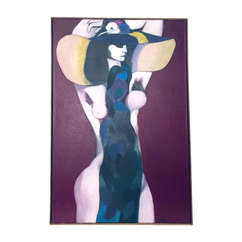 Luc Perot 'Fille de la lune' tableau Post-Expressionniste / Pop'Art, huile sur toile, 1978