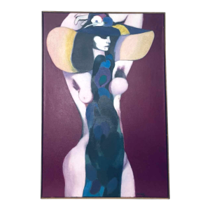 Luc Perot 'Fille de la lune' tableau Post-Expressionniste / Pop'Art, huile sur toile, 1978