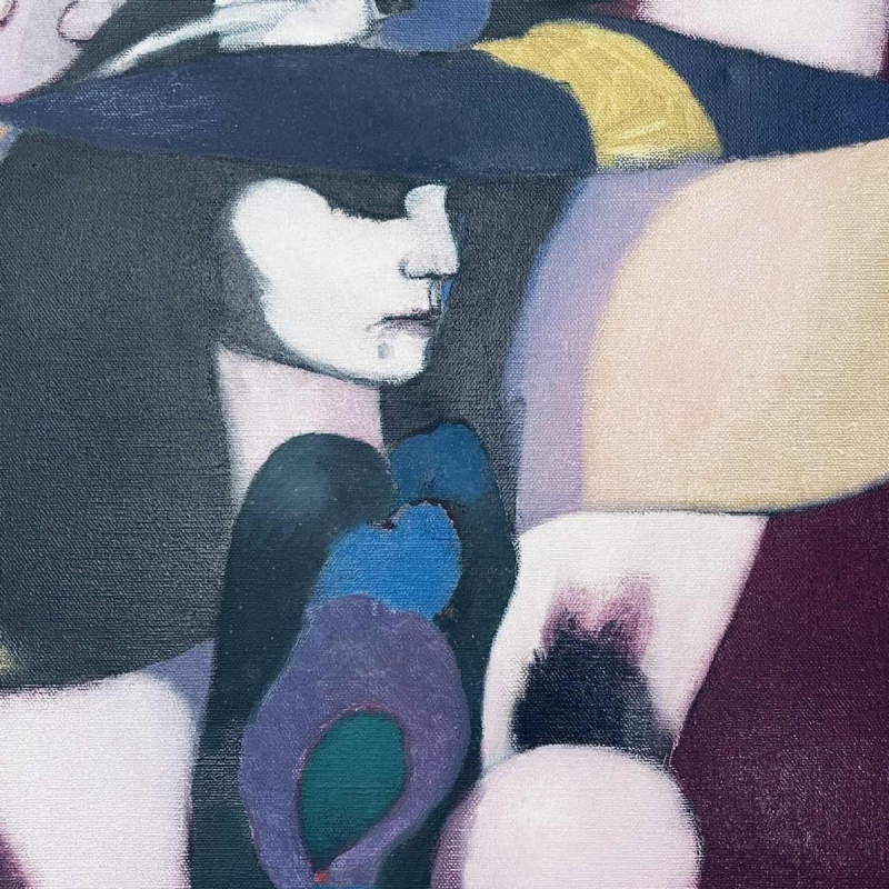 Luc Perot 'Dochter van de Maan' Post-expressionistisch / Pop Art schilderij, olieverf op doek, 1978