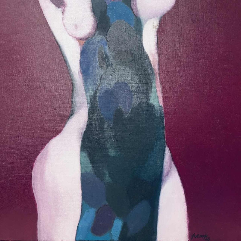 Luc Perot 'Fille de la lune' tableau Post-Expressionniste / Pop'Art, huile sur toile, 1978