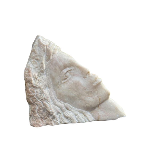 Noor Sade Brener, face sculpture in white marble, ca 1980