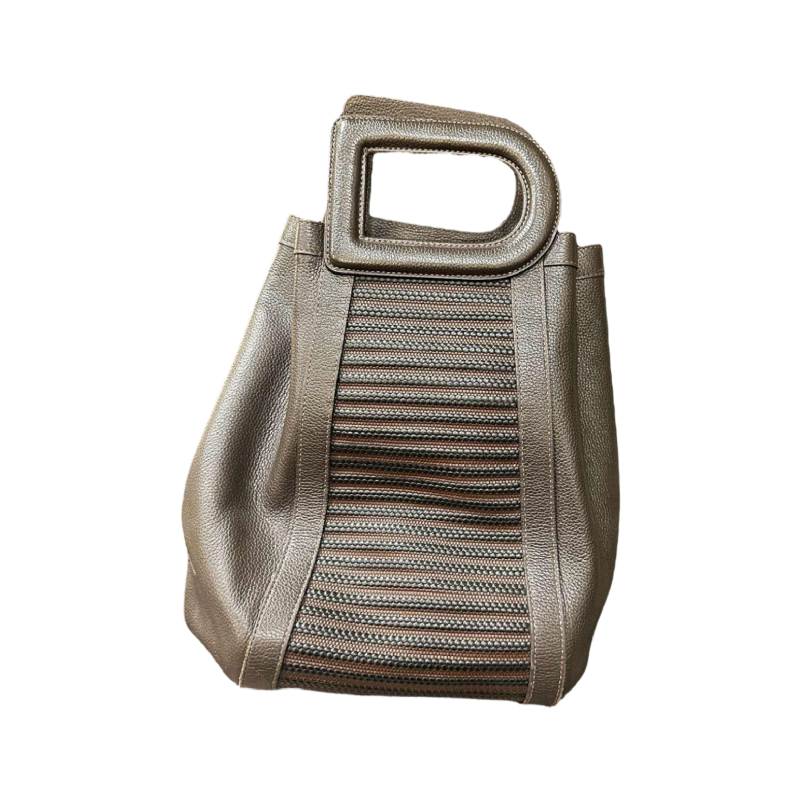 Delvaux, sac “Caraïbes“ cuir marron grainé et tressé