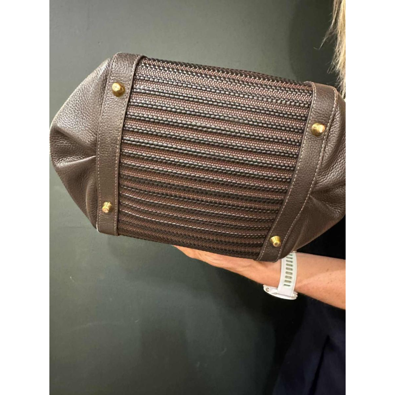 Delvaux “Caraïbes“ bag brown grained and woven leather