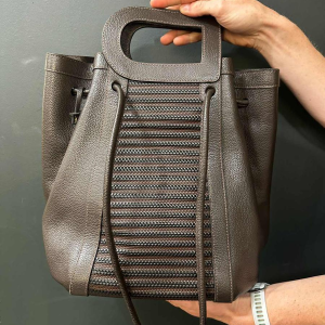 Delvaux “Caraïbes“ bag brown grained and woven leather