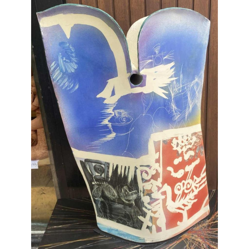 Gilbert Portanier, important vase en terre cuite signé daté 1998