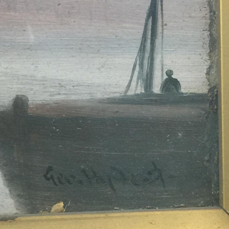 George Hyde Pownall (1866-1939) "La Tamise et Big Ben" Préraphaélite impressionniste