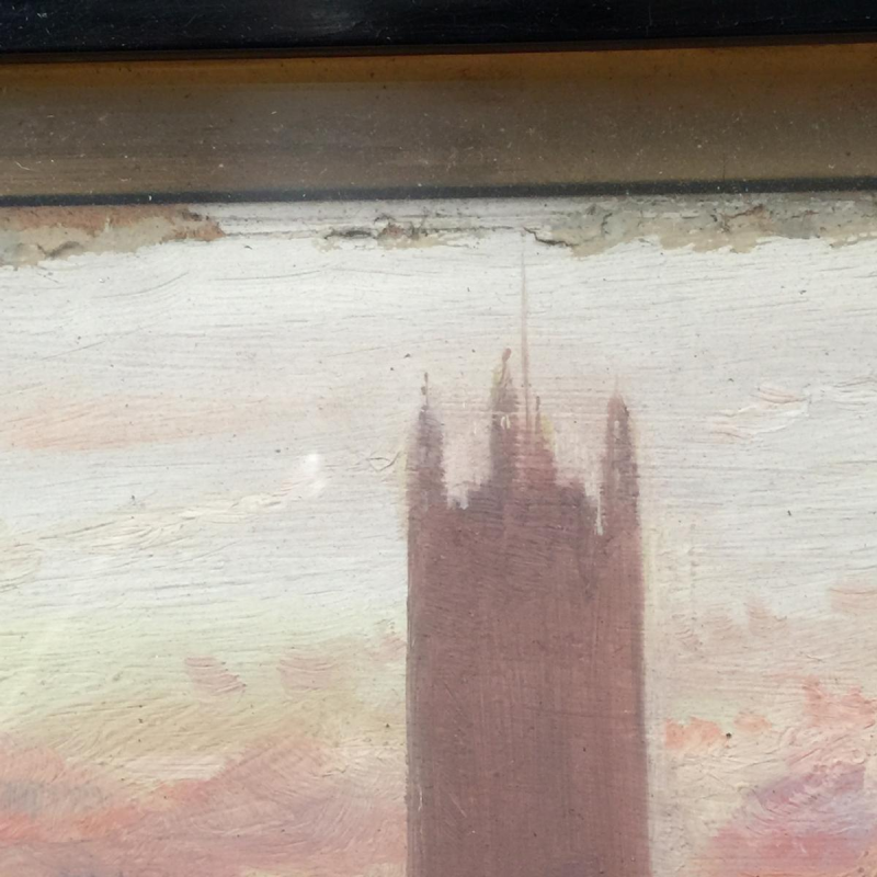 George Hyde Pownall (1866-1939) "Thames & Big Ben" Pre-Raphaelite Impressionist