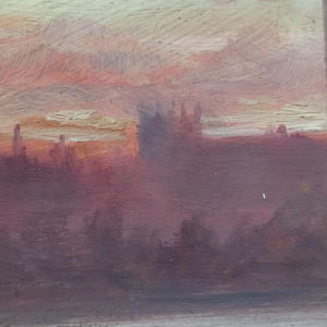 George Hyde Pownall (1866-1939) "La Tamise et Big Ben" Préraphaélite impressionniste