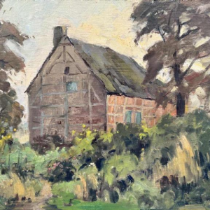 Adolphe Dupont (1898-1982): « Maison à colombages » peinture
