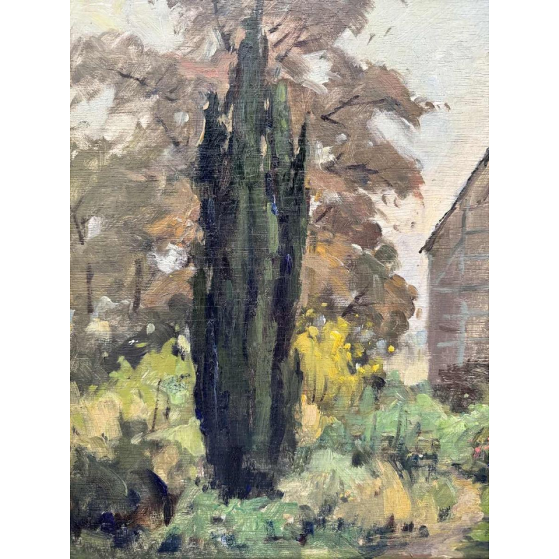 Adolphe Dupont (1898-1982): « Half-timbered house » painting