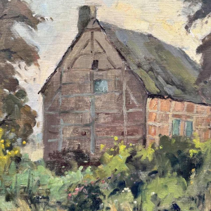 Adolphe Dupont (1898-1982): « Maison à colombages » peinture