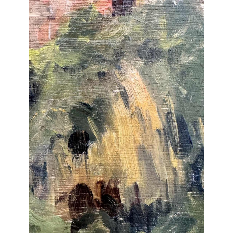 Adolphe Dupont (1898-1982): « Huis met vakwerk » schilderij