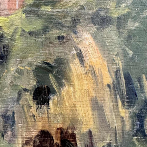 Adolphe Dupont (1898-1982): « Huis met vakwerk » schilderij